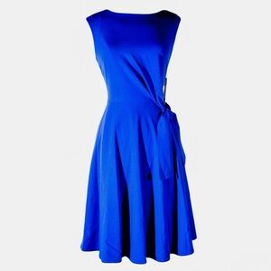 Chelsea Rose Cobalt Blue Sleeveless Dress With Side Sash Knee Length Size 4